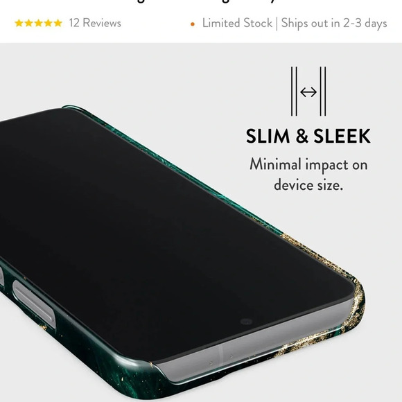 BURGA Samsung Galaxy S22 Plus Phone Case Green Marble Gold‎ Glitter Hard Shell - Picture 10 of 10